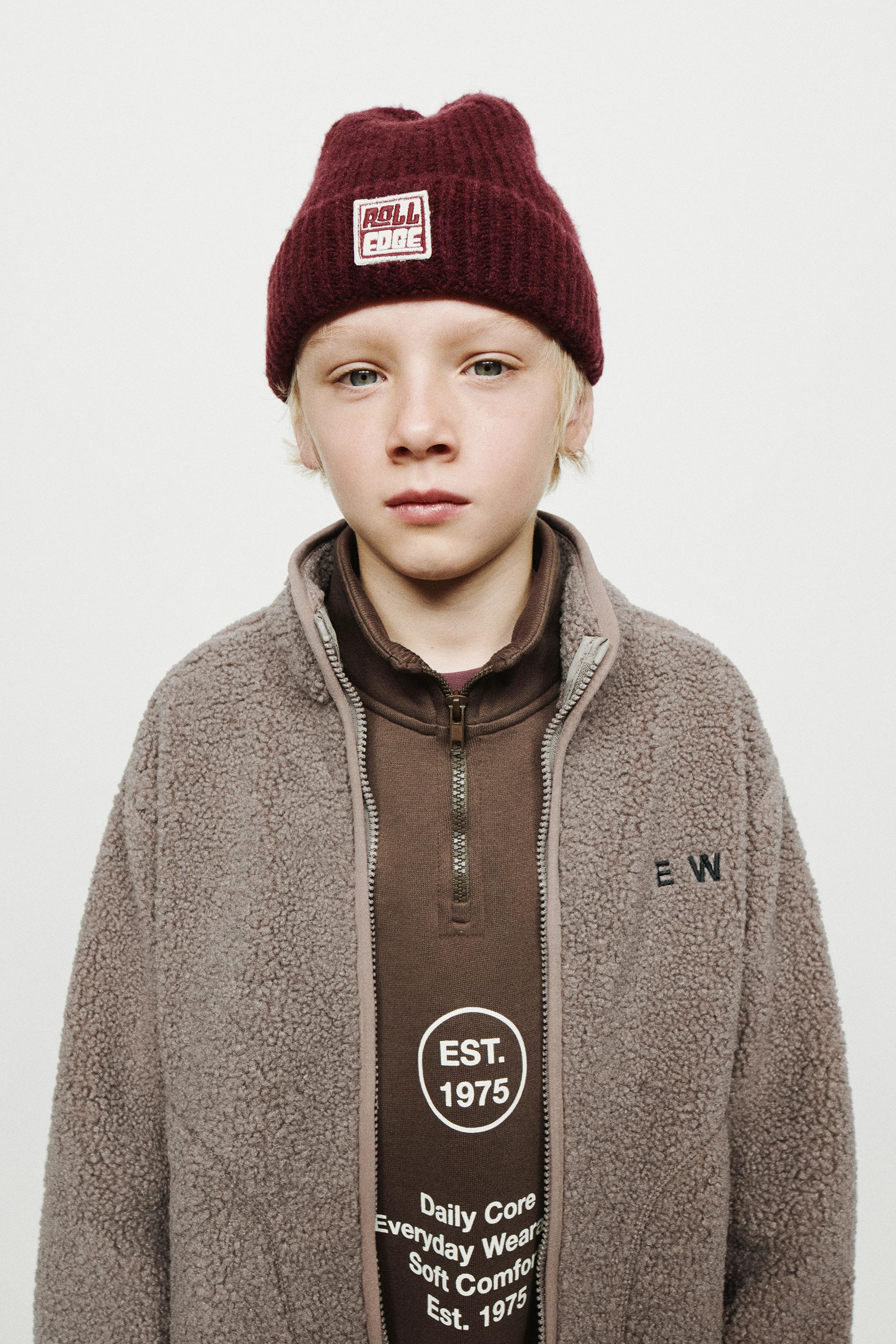 EMBROIDERED TEXT FLEECE JACKET